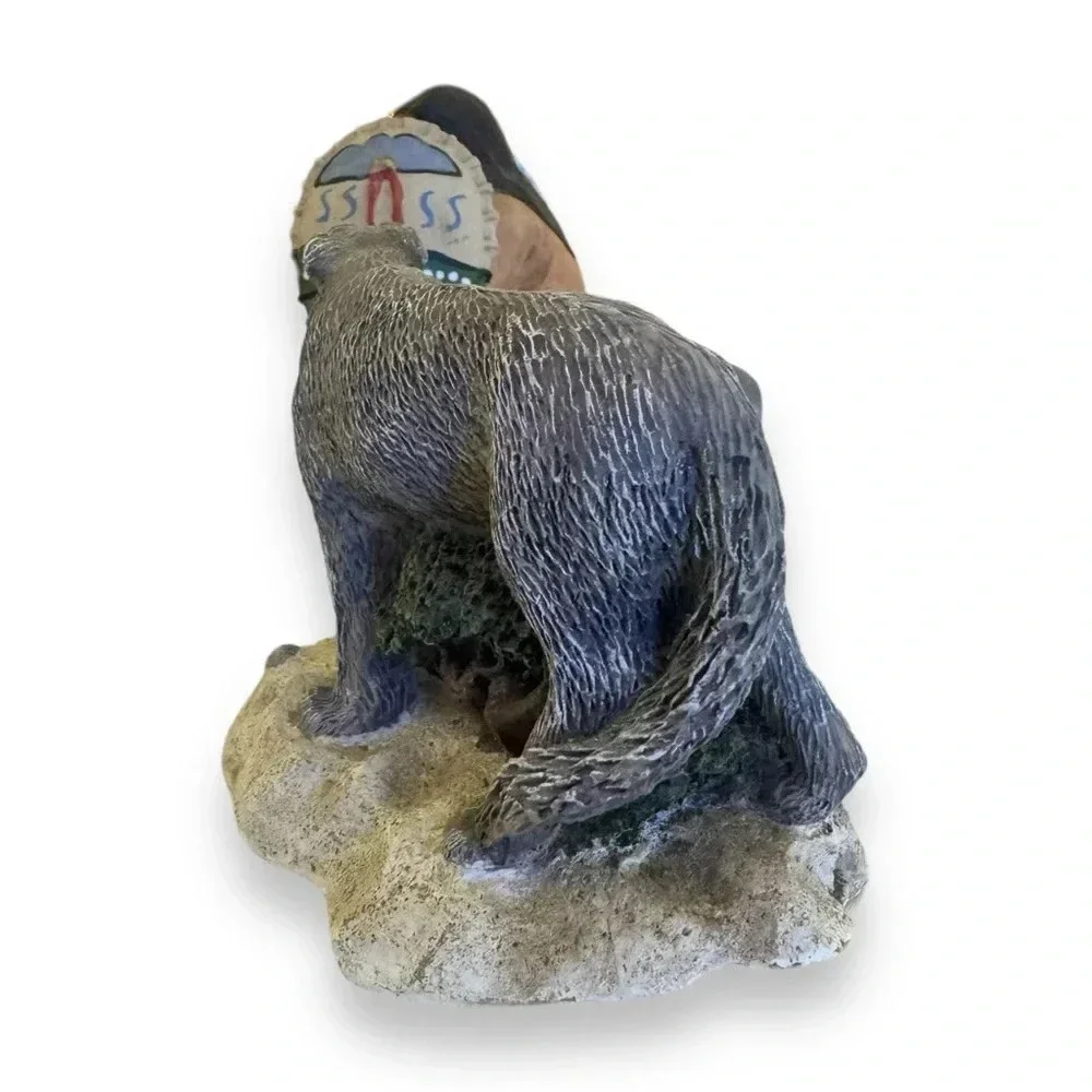 Vintage Old West Visions Limited Edition Indian and Wolf Sculpture